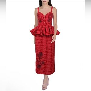 New Fanm Mon Gulia Red Tweed Dress size Small